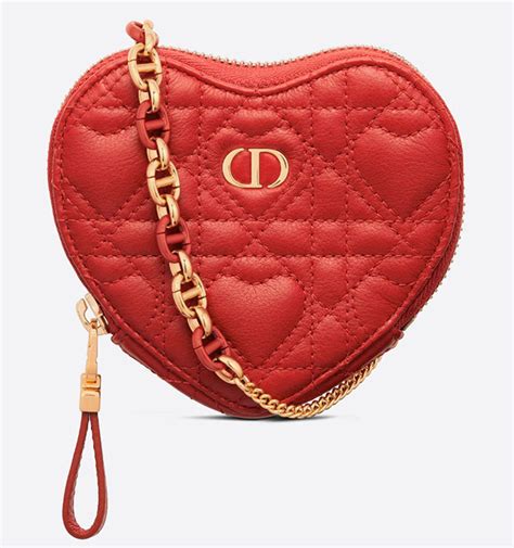 Dioramour Dior Caro Heart Pouch with Chain.